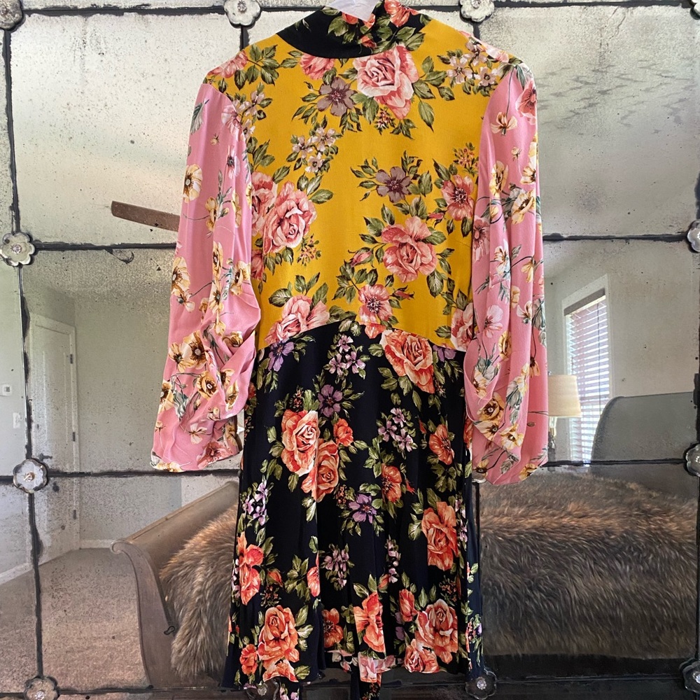 Zara women floral block mini dress